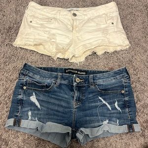 Express Distressed White Jean shorts bundle with Express blue Jean low rise